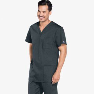 Cherokee Workwear Unisex 3-Pocket V-Neck Scrub Top 4876 Pewter